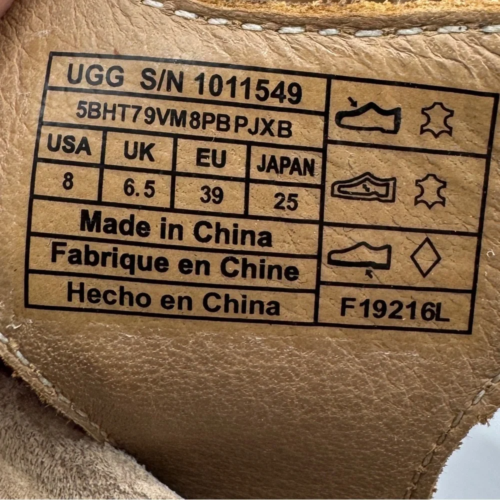 NWOB UGG Australia VEVA Chestnut Leather Wedge Heel Sandals Womens Shoes Size 8